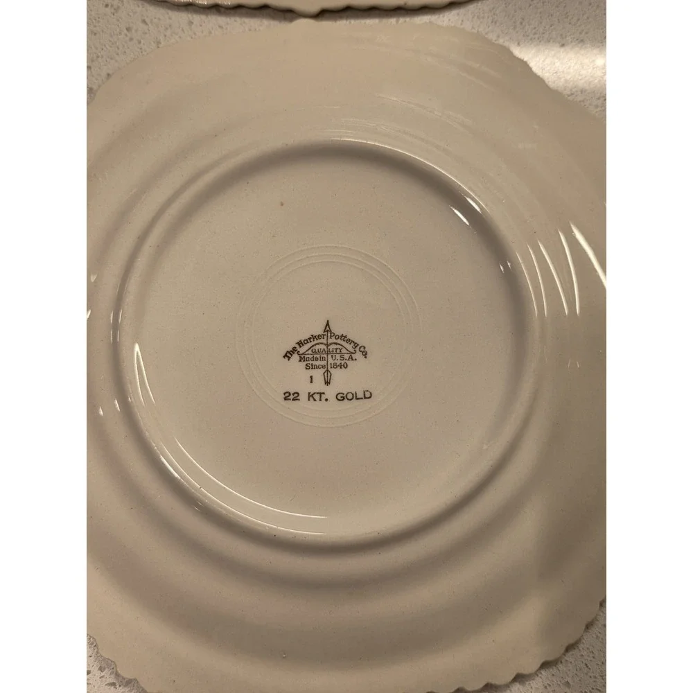 Set of Two Vintage Beautiful Automobile Plates With 22KT. Gold Trims